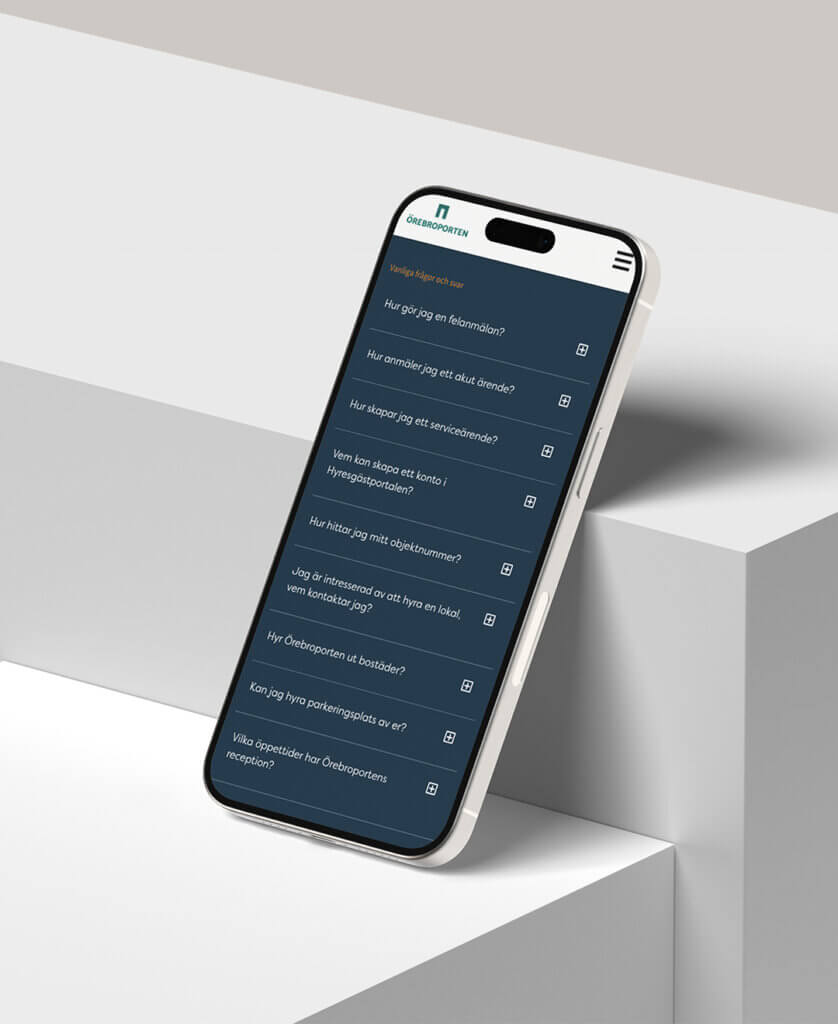 Mobilanpassad webbplats till Örebroporten, mockup.